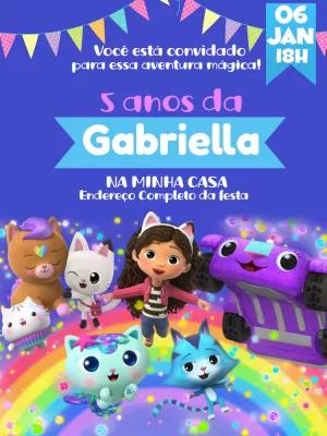 Convite Aniversário Casa Mágica da Gabby para Editar Online