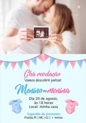 Convite Chá Revelação com Foto para Editar Online