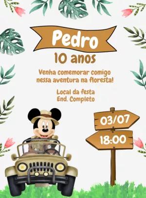 Convite Aniversário Mickey Safari Editável Online