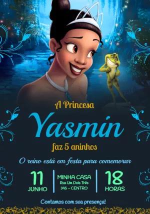 Convite A Princesa e o Sapo para Aniversário Editável Online