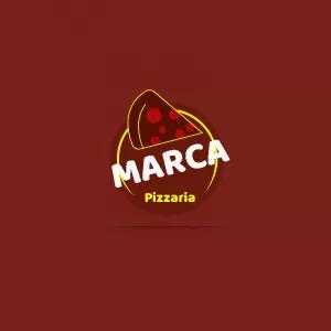 Logo para Pizzaria com fatia de pizza Editável Online