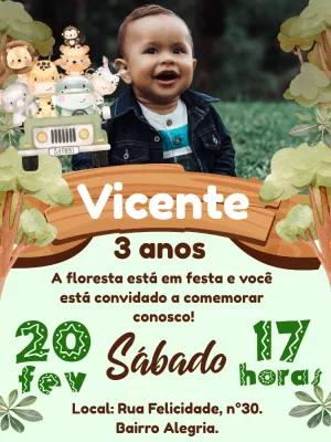 Convite de Aniversário Safari com Foto para Editar Online