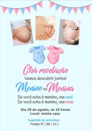 Convite Chá Revelação com Foto para Editar Online
