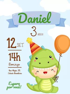 Convite de Aniversário Dinossauro Baby Editável Online