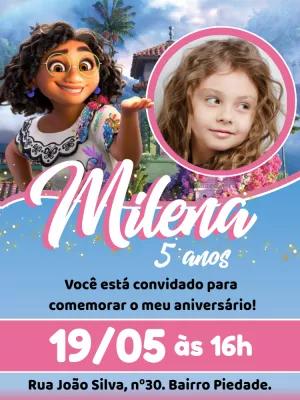 Convite Aniversário Encanto com Foto para Editar Online
