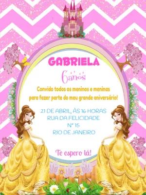 Convite Aniversário Princesa Bela e a Fera para Editar Online