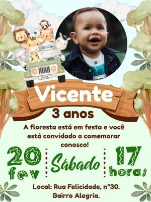 Convite de Aniversário Safari com Foto para Editar Online