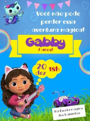 Convite Aniversário Casa Mágica da Gabby para Editar Online