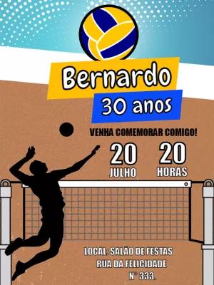 Convite de Aniversário Vôlei Esportivo para Editar Online