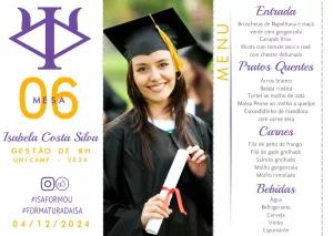 Menu de Formatura com Foto para Editar Online