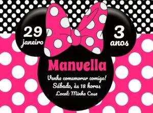 Convite Aniversário Minnie Rosa Editável Online