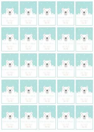 Tag Chá de Bebê Urso Polar Editável para Imprimir