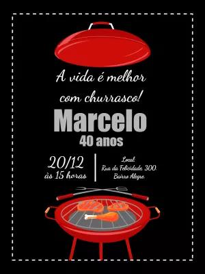 Convite de Aniversário Churrasco para Editar Online