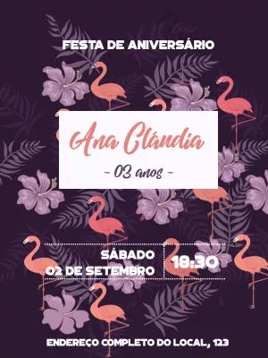 Convite de Aniversário Flamingo Tropical para Editar Online