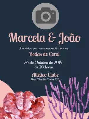 Convite de Bodas de Coral com Foto para Editar Online