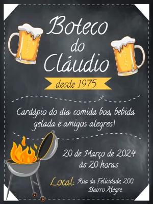 Convite Aniversário Boteco Chalkboard para Editar Online