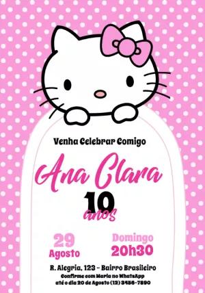 Convite de Aniversário Hello Kitty para Editar Online