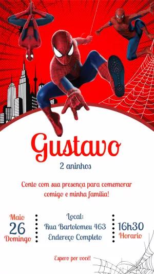 Convite de Aniversário Homem Aranha para Editar Online