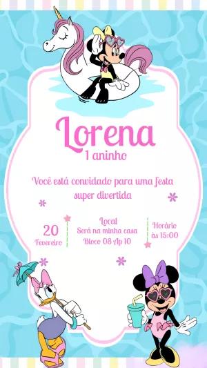 Convite Aniversário Minnie Pool Party para Editar Online