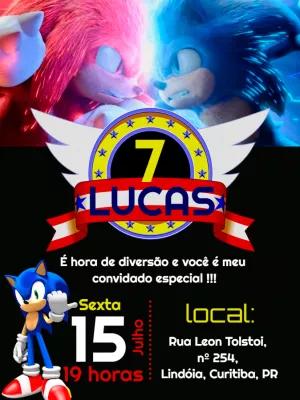 Convite de Aniversário Sonic e Knuckles para Editar Online