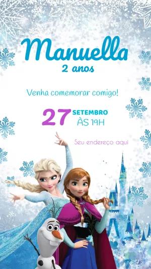 Convite de Aniversário Frozen com Personagens para Editar