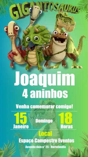 Convite de Aniversário Gigantossauro Editável Online