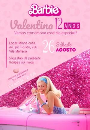 Convite Aniversário Barbie Filme para Editar e Imprimir
