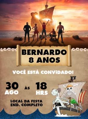 Convite de Aniversário One Piece Editável Online