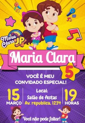 Convite de Aniversário Maria Clara e JP para Editar Online