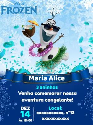 Convite de Aniversário Frozen com Olaf para Editar Online