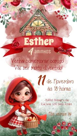 Convite Aniversário Chapeuzinho Vermelho para Editar Online