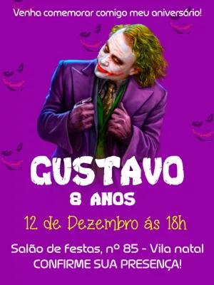 Convite de Aniversário Coringa para Editar Online e Imprimir