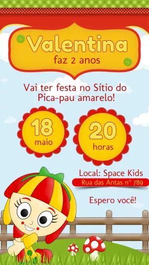 Convite Aniversário Emília Sítio do Pica Pau Amarelo para Editar