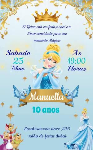 Convite de Aniversário da Cinderela para Editar Online