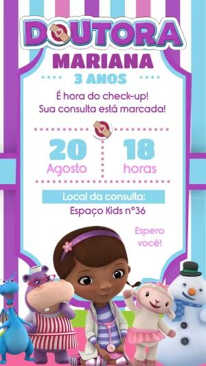 Convite Aniversário Doutora Brinquedos para Editar Online