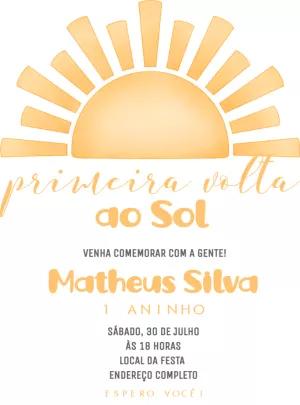 Convite Aniversário Primeira Volta ao Sol para Editar Online