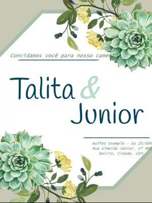 Convite de Casamento Suculentas para Editar Online