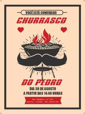 Convite de Aniversário Churrasco Vintage para Editar Online