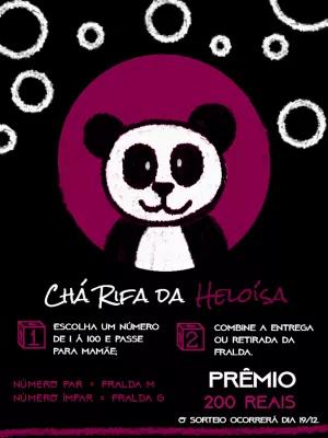 Convite Chá Rifa Panda Fofo para Editar Online