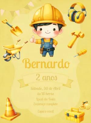 Convite de Aniversário Construção para Editar Online