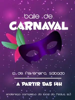 Convite de Baile de Carnaval com Máscara para Editar Online