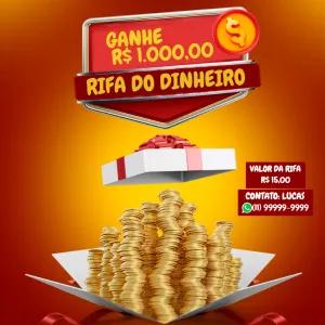 Arte para Rifa de Dinheiro: Modelo Editável para Divulgar