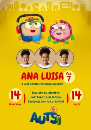 Convite Aniversário Eu Sou Auts com Foto para Editar Online