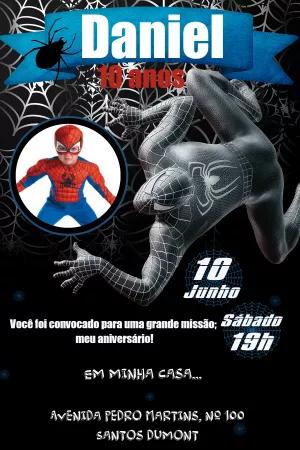 Convite Aniversário Homem Aranha com Foto para Editar Online