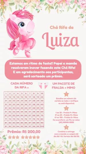Chá Rifa Unicórnio Bailarina Editável Online para Imprimir