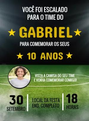 Convite Aniversário Futebol com Foto para Editar Online