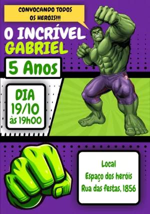 Convite de Aniversário Hulk Editável para Enviar Online