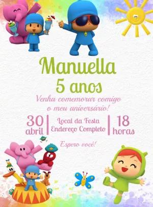 Convite de Aniversário Pocoyo para Editar Online