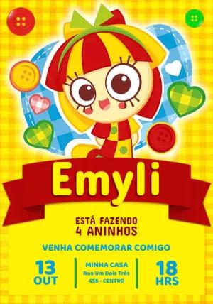 Convite Aniversário Emília Sítio do Picapau Amarelo para Editar