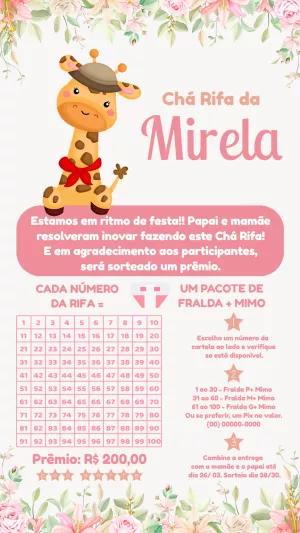 Convite Chá Rifa Girafinha para Editar e Imprimir